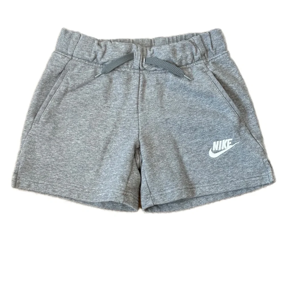 Nike Big Girls Sportswear Club French Terry Shorts Medium Embroidered Logo